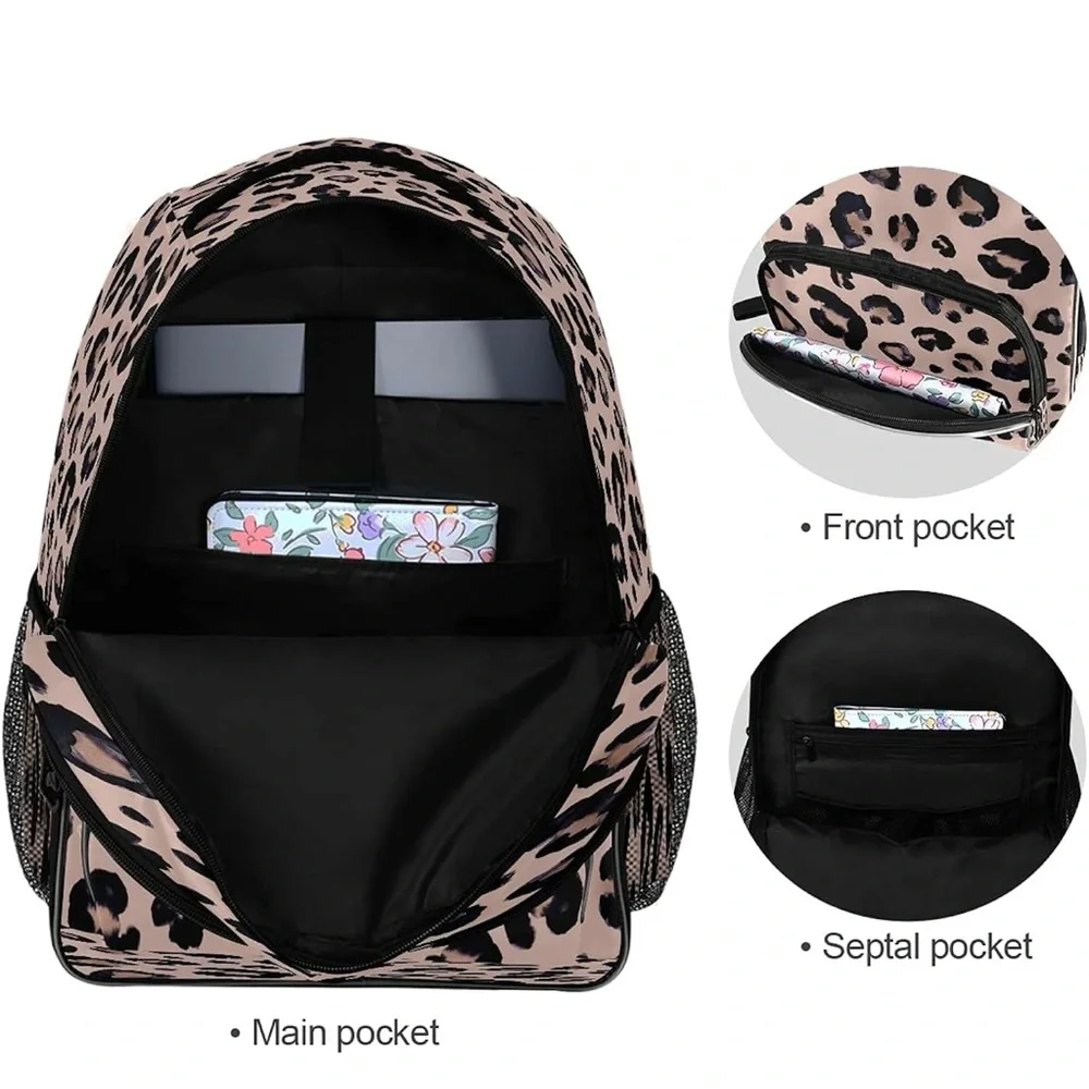 Pink leopard print backpack - Picture 5 of 6